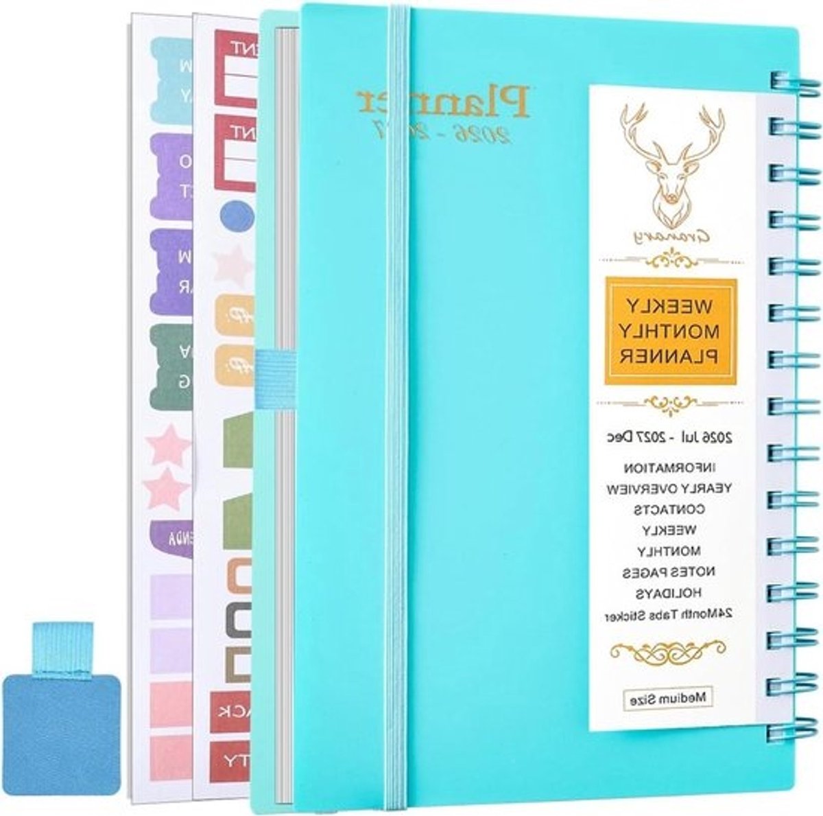 Weekplanner Spiraal - Agenda Schoolplanner - Planning Maken - 18 Maanden Gebruik - A5 Formaat - Blauw