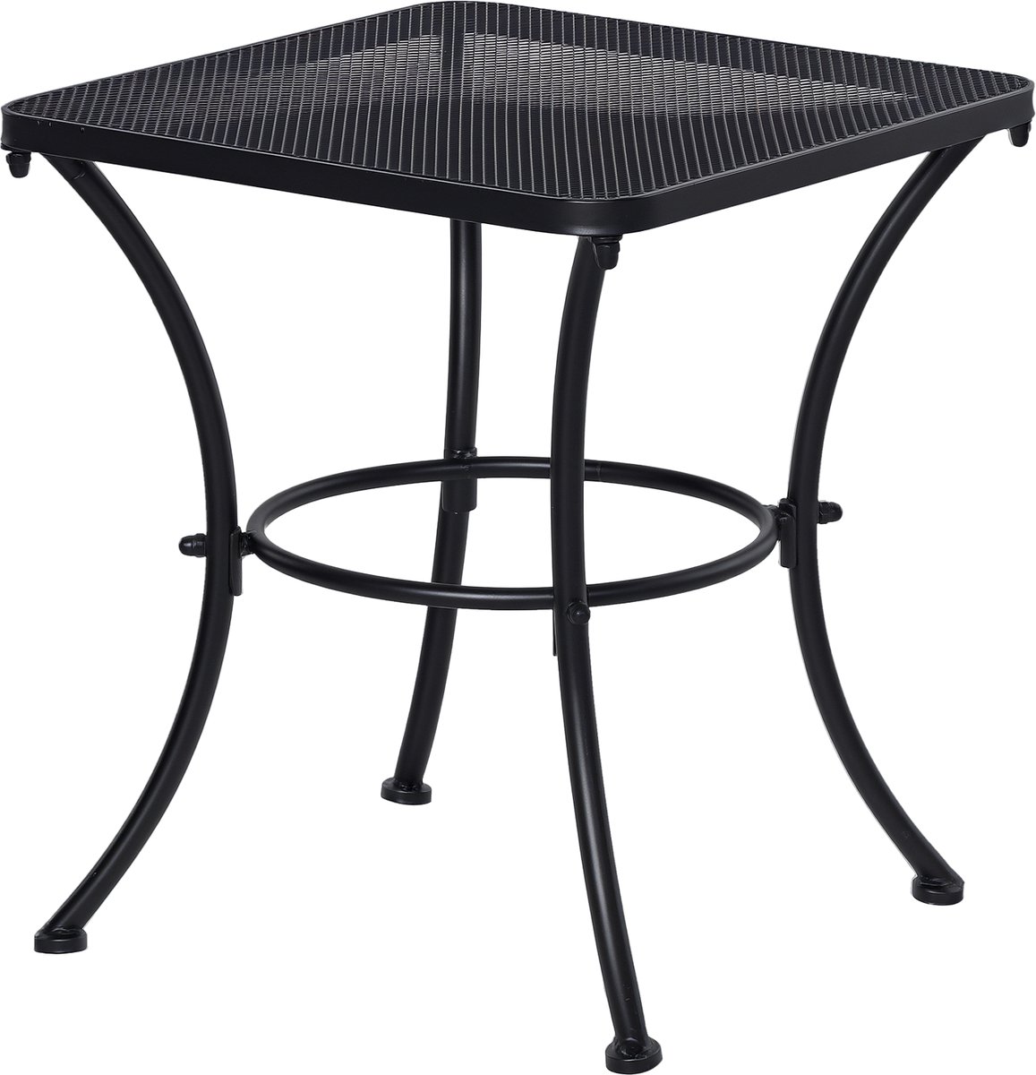 Vierkante bijzettafel, tuintafel met metalen frame voor terras, balkon of patio, draagvermogen 30 kg, 45x45x50 cm, zwart