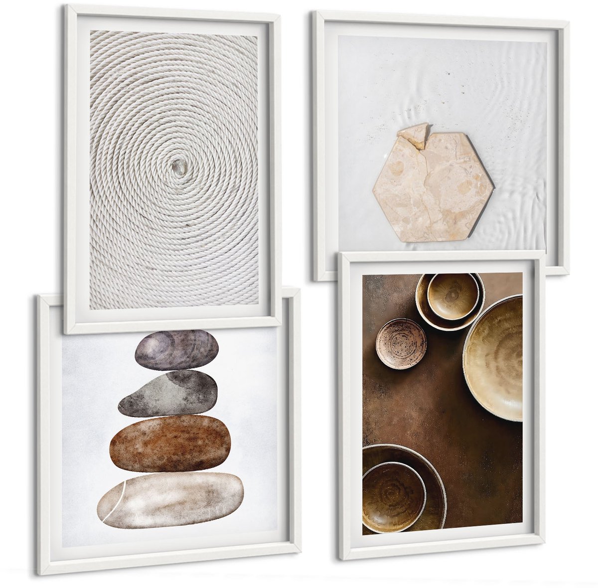 Wallfluent 4-Delige Schilderij Set - Texturen In De Kunst En Modern Design. - 40 x 40 En 40 x 60 - Wanddecoratie - Schilderijen Set - Interieur - Interieur Decoratie