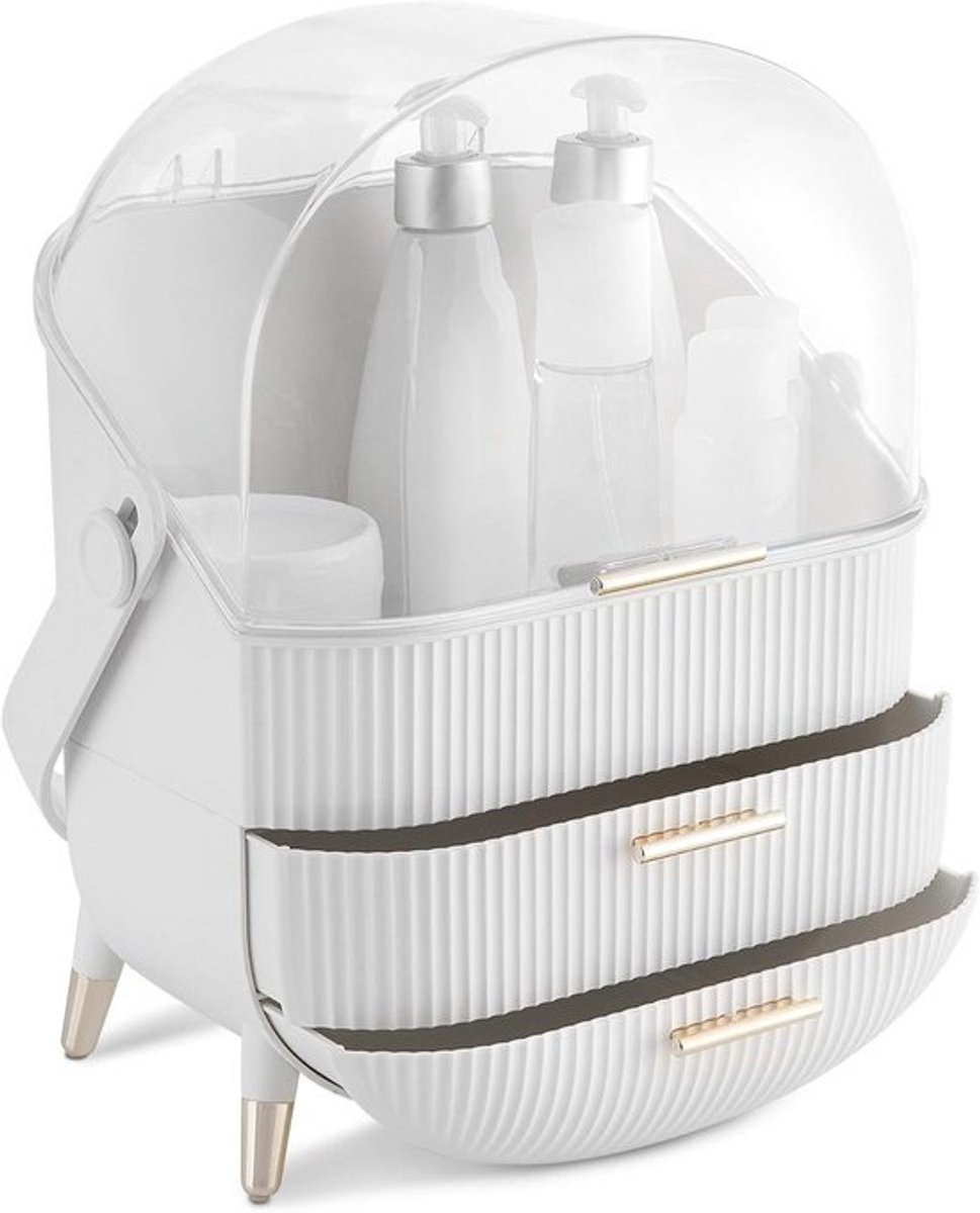 Make-up Organizer met Laden - Cosmetica Box met Transparante Deksel - Voor Badkamer, Slaapkamer of Reizen - Wit