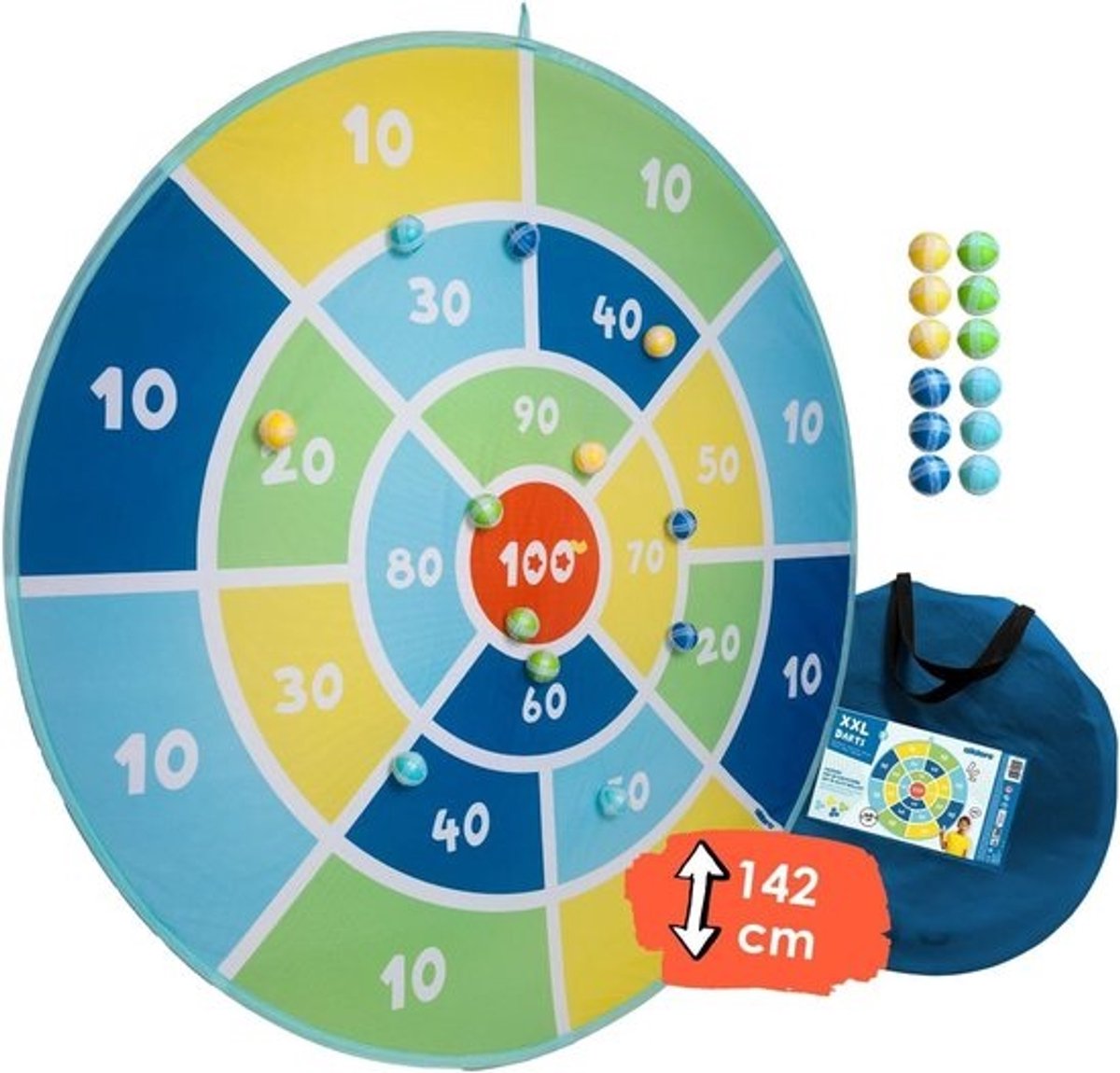XXL Pop-up Dartbord met Klittenbandballen en Draagtas