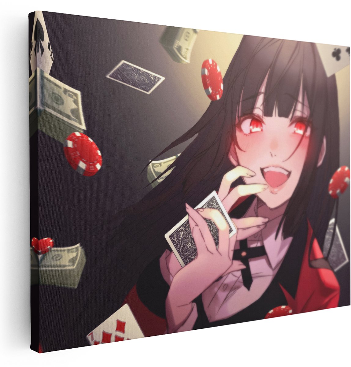 Artaza Canvas Schilderij Kakegurui - 160x120 cm - Groot - Wanddecoratie Anime Jabami - Muurdecoratie Slaapkamer - Kamer Accessoires Casino