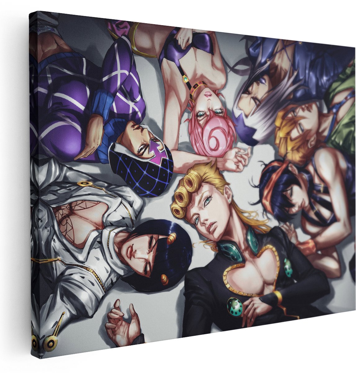 Artaza Canvas Schilderij JoJo Bizarre Adventure - 160x120 cm - Groot - Wanddecoratie Anime Personages - Muurdecoratie Jongens Kamer - Kamer Accessoires
