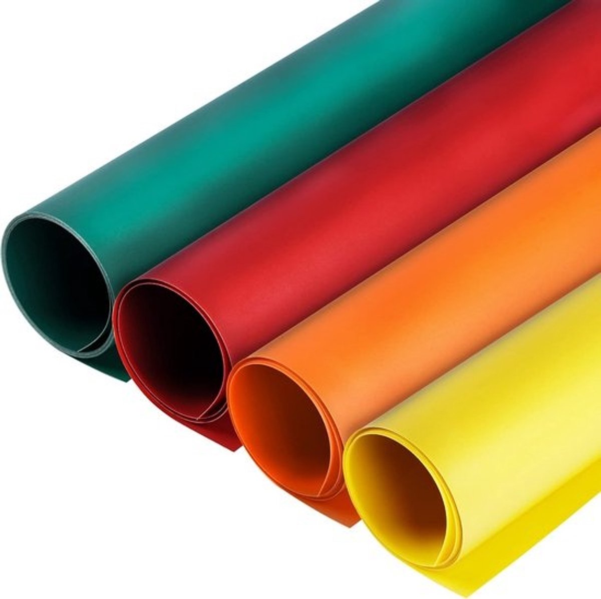 Set van 4 Waterdichte PVC Fotografie Achtergronden 100x150 cm in Kleuren Oranje Rood Geel Groen