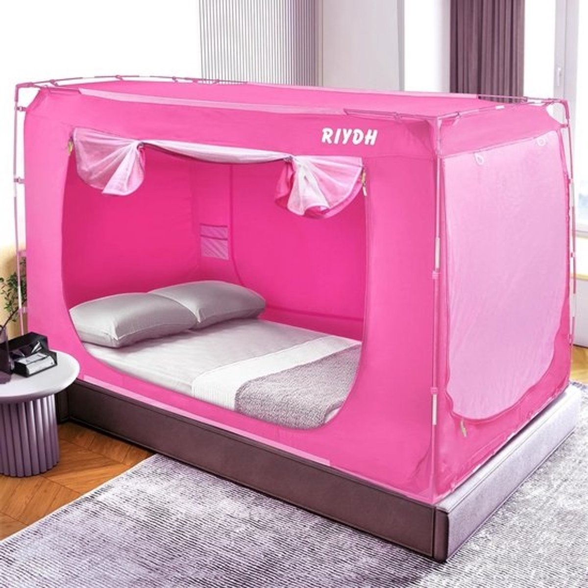 Slaapcabine voor Bed, Draagbare Indoor Tent met 70% Verduistering en 3 Deuren