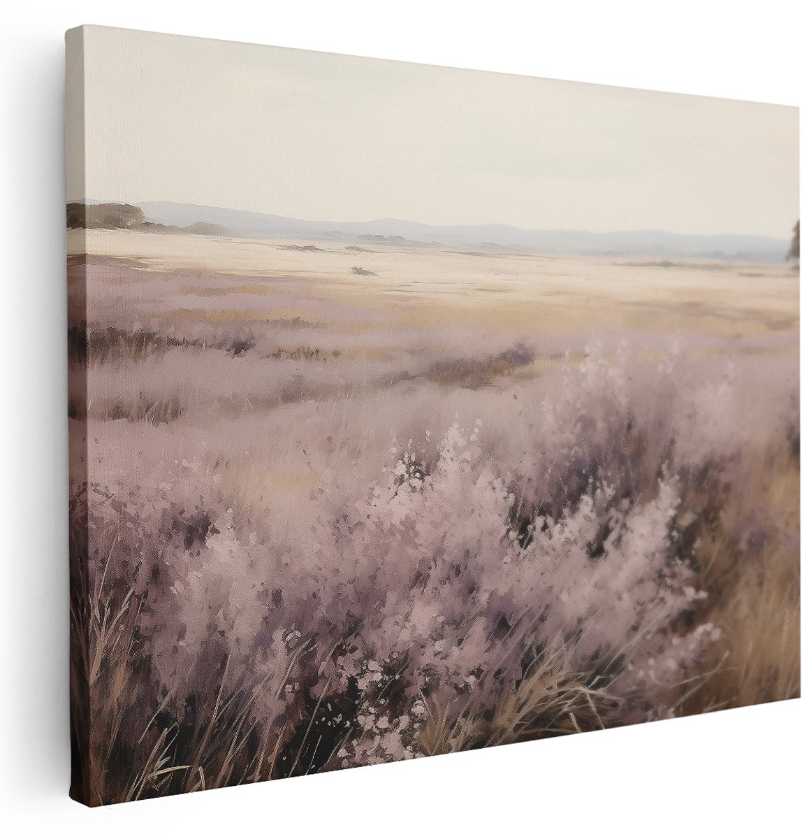 Artaza Canvas Schilderij Bloemenveld - 160x120 cm - Groot - Wanddecoratie Landschap - Muurdecoratie Boho - Decoratie Natuur - Schilderijen Op Canvas