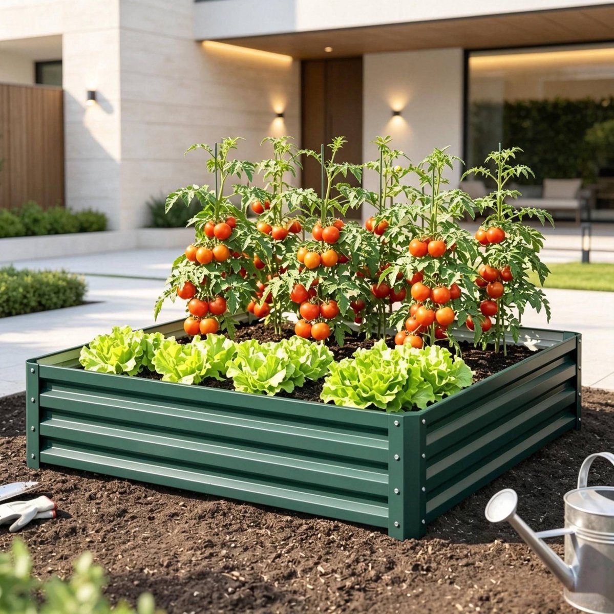 Moestuinbak Robuust Uit Verzinkt Staal 120 X 120 X 30 Cm Donkergroen Weerbestendig Voor Groenten Kruiden En Bloemen