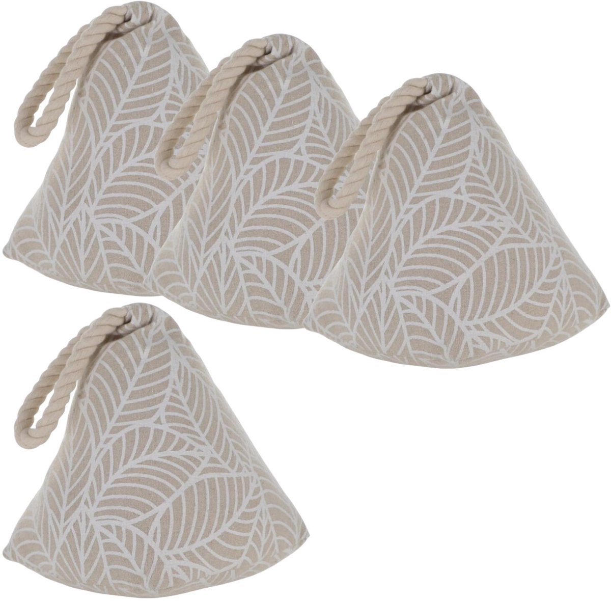 Luance Deurstopper - 4x - 1 kg - beige - stof - witte jungle print - 15 cm - deurstop