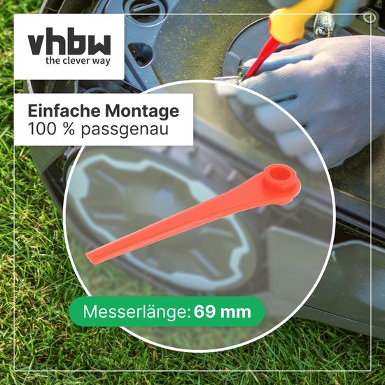 vhbw 20x reservemessen, compatibel met Gardena AccuCut 2417-20, 2417, 400Li 8840, 400Li 8840-20, 450Li 8841 grastrimmer - vervangingsmesje rood, kunststof van VHBW — afbeelding 2