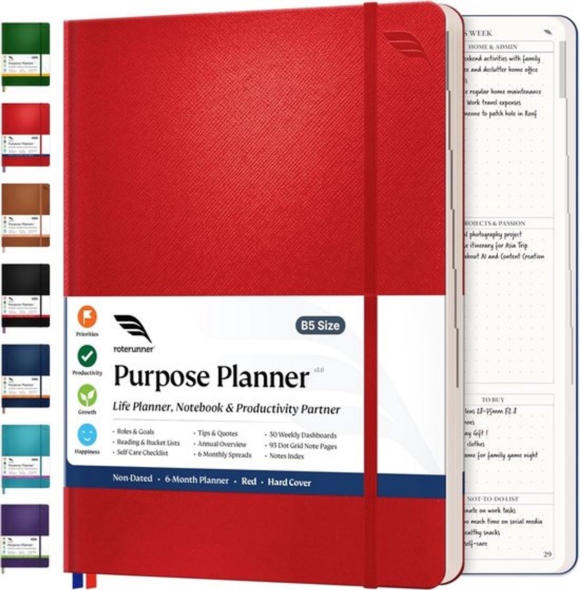 Ongeplande Dagelijkse & Wekelijkse Planner met Maandoverzicht – Productiviteit & Doelstellingen Tracker in Leerlook
