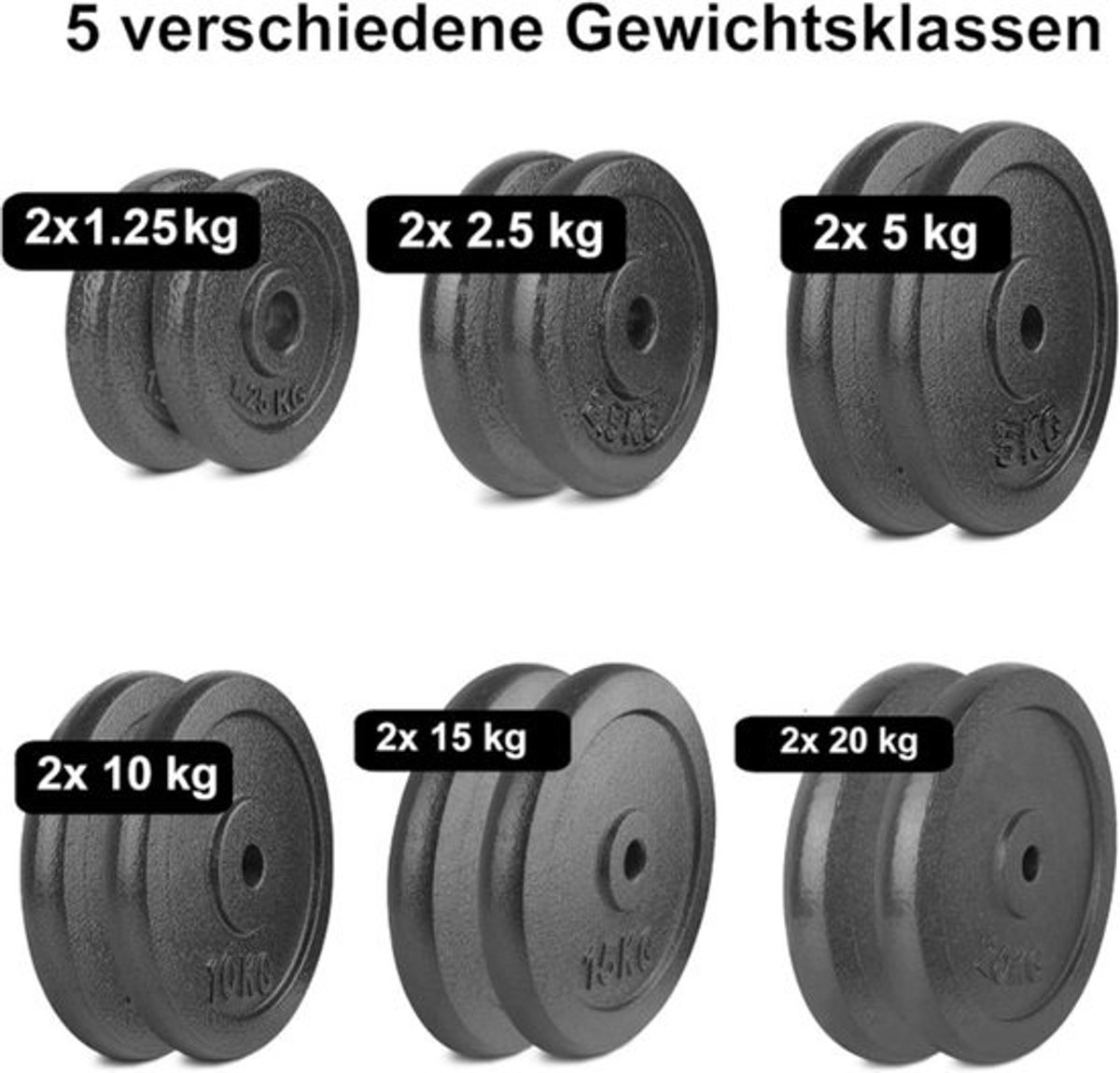 Set Gewichtsschijven 27/29 mm Gietijzer voor Halters en Dumbbells