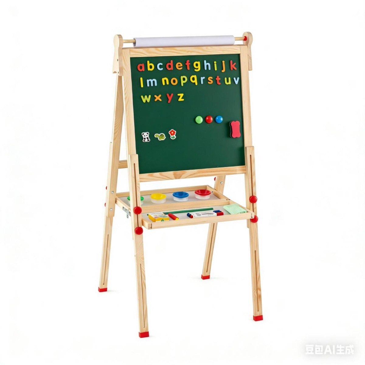 SureDeal® - Houten Kunstschildersezel - Kinderen Opvouwbare Dubbelzijdige - Whiteboard Schoolbord - 59,5x47x65 cm - naturel