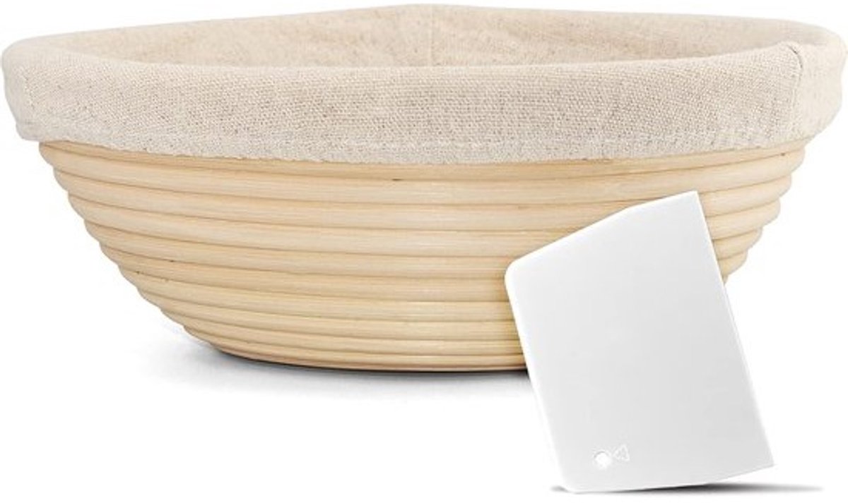 Ronde Brood Banneton Proofing Mand 25 cm - 100% Natuurlijke Rotan met Deeg Schraper & Linnen Liner Doek