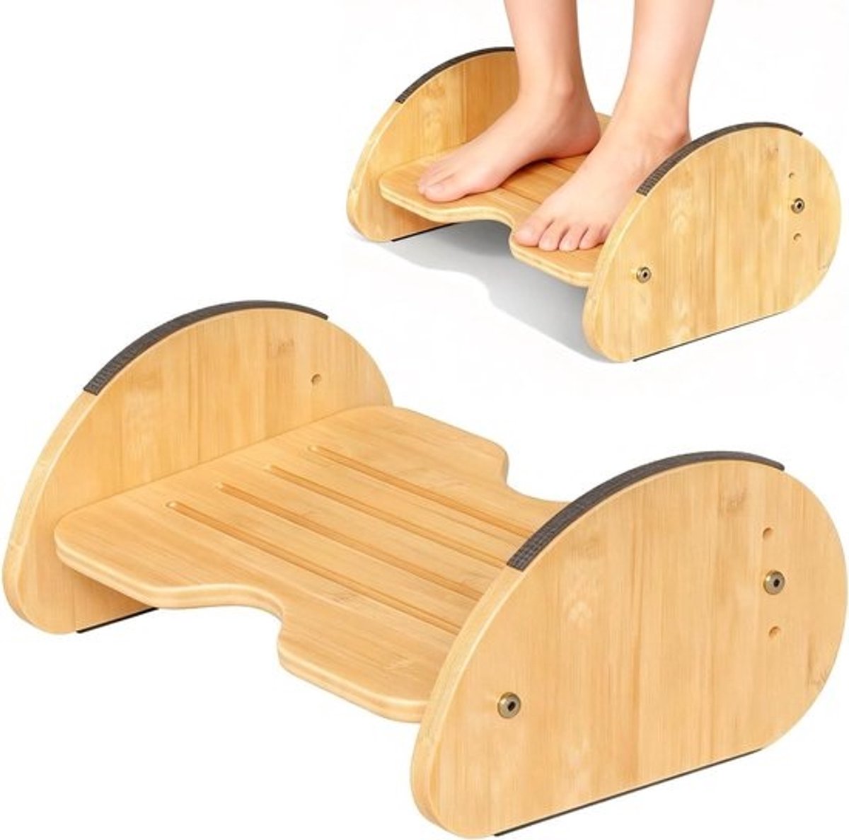 Houten voetensteun - Verstelbare voetenbank - Ergonomisch werken - Duurzaam massief hout - Standaard model - Naturel