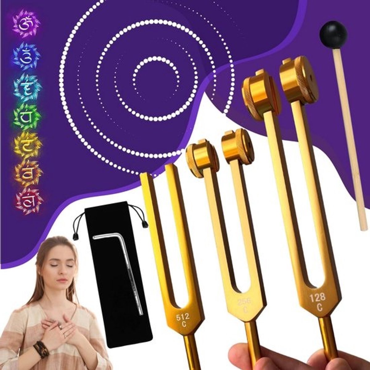 Set van 3 Stemvorken voor Muziek en Stemtraining