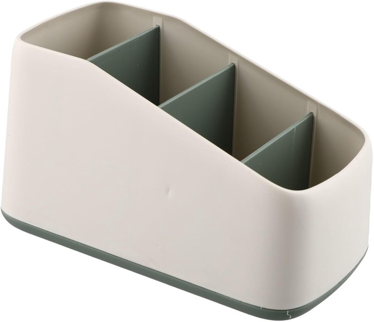 Stofbestendige TV afstandsbediening houder en desktop organizer met 4 vakken voor kantoor en thuisgebruik, groen