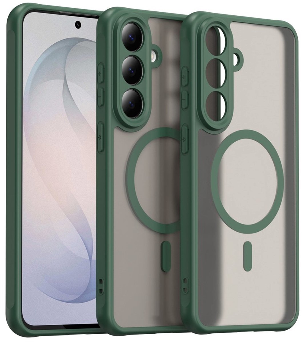 Coverup Hoesje - Geschikt voor Samsung Galaxy S26 FE Hoesje - Coverup Mat Transparante Back Cover met Camera Cover - MagSafe Compatible - Groen