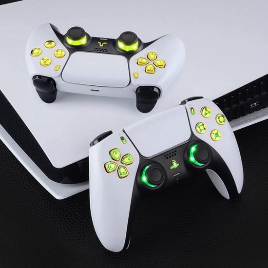 Controller Knoppen Set - LED Knoppen Kit - Controller Aanpassen - 7 Kleuren 9 Modi - 3x2x1 cm - Chroom Goud — afbeelding 3