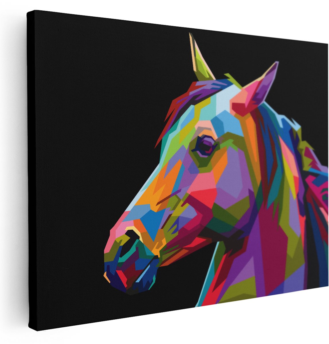 Artaza Canvas Schilderij Kleurrijke Paardenkop - Paard - Abstract - 160x120 cm - Groot - Wanddecoratie Woonkamer - Schilderijen - Muurdecoratie