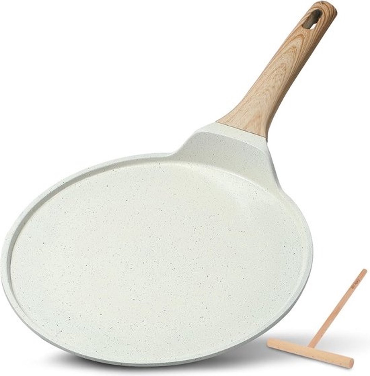 Grote Keramische Crêpe Pan 28 cm met Spatel - Professioneel Antiaanbak Tafel voor Pannenkoeken en Tortillas