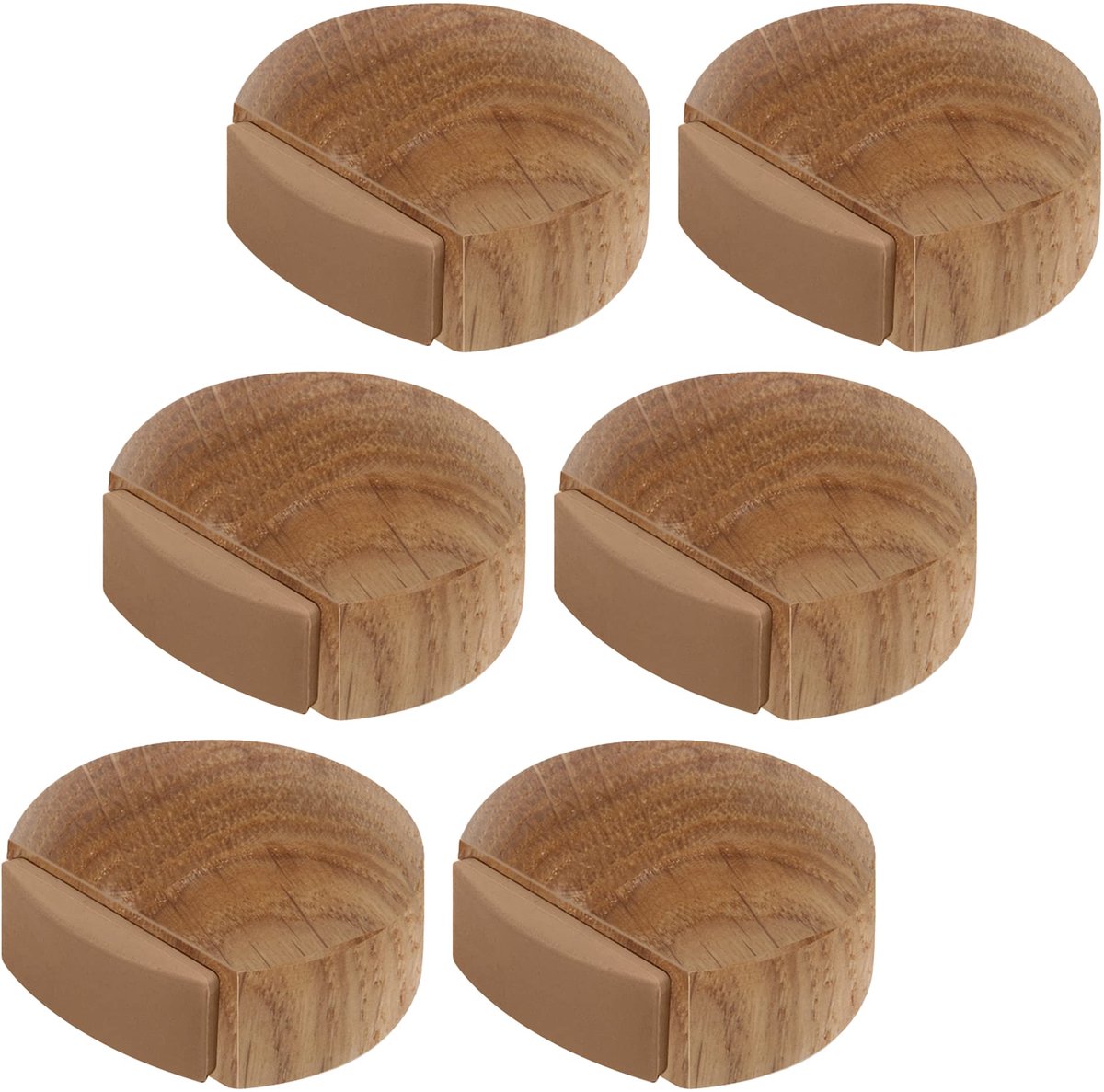 Zelfklevende Houten Deurstopper - Discreet en Elegant - Voor de Vloer - Eiken Natuur - 6 Stuks