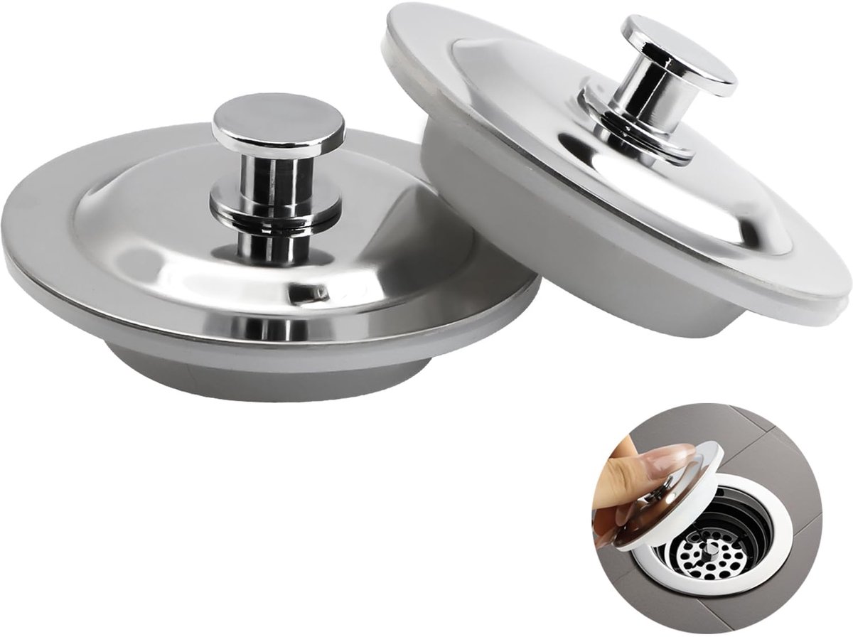 RVS Afvoerstop - Universeel met handvat - 2 stuks