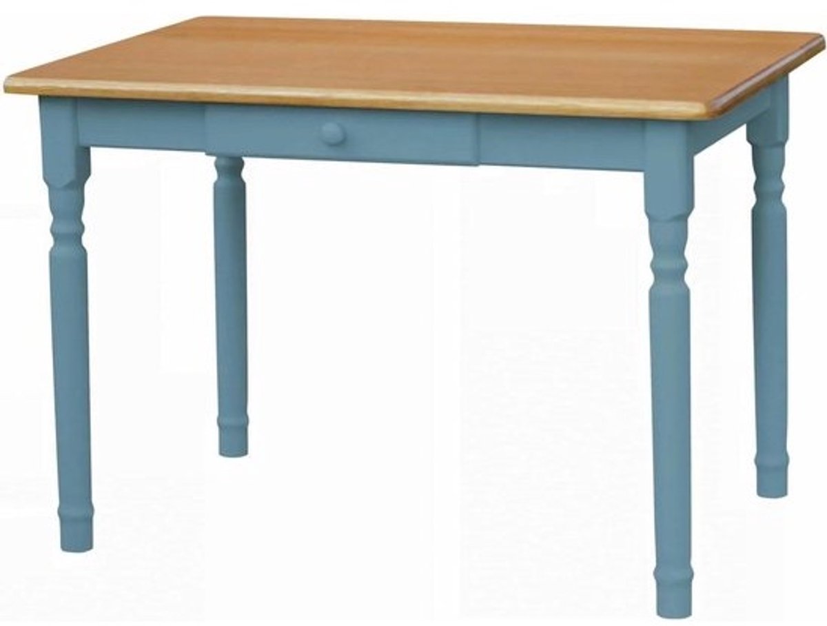 Eettafel met lade - Keukentafel Hout - Gezellig Tafelen - Handgemaakt Grenenhout - 70 x 100 cm - Blauw