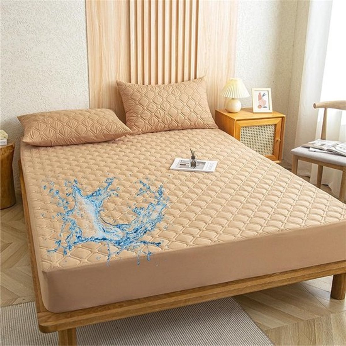 Gewatteerde Matrasbeschermer - Matrashoes Hoeslaken - Matras Beschermen - Extra Diepe Pasvorm - 120x200+28cm - Kaki