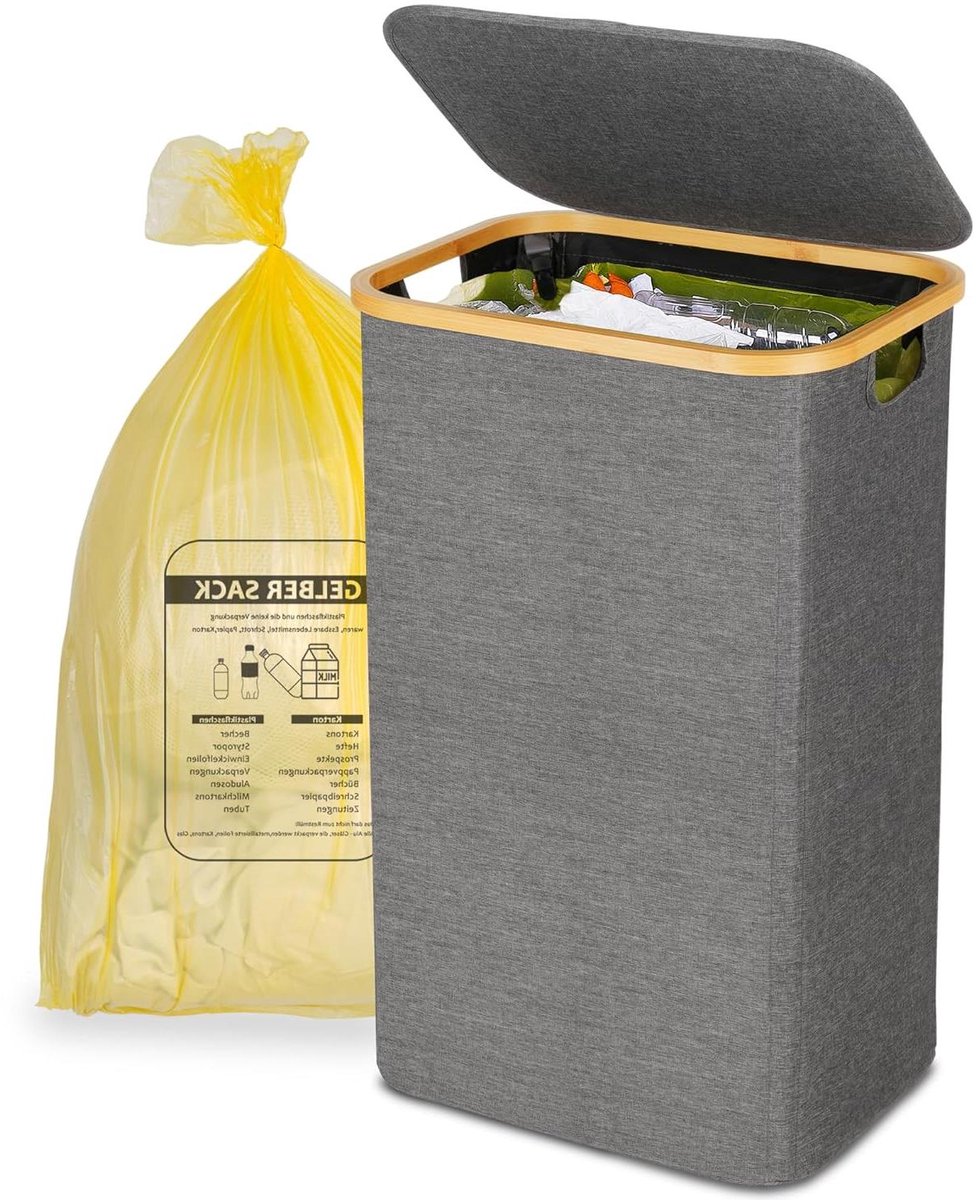 Afvalzakhouder Met Deksel - Afvalzakstandaard - Huishoudelijk Afval - Praktische Achterdeur - 100 Liter - Geel