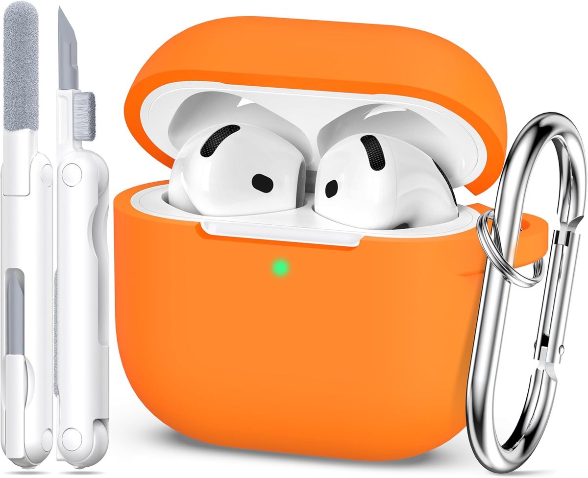 Thijox - Compatibele AirPods 4 Generatie Case Cover 2024 - Militair Klasse Zacht Siliconen, Schokabsorptie, Inclusief Sleutelhanger en Reinigingsset,