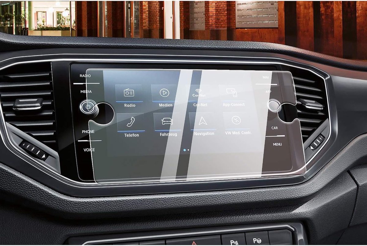 Thijox - Auto Navigatie Glas Beschermfolie voor VW T-ROC 2019-2024 - 9H Krasbestendig Discover Media GPS Displaybescherming - 20,3 cm Transparant