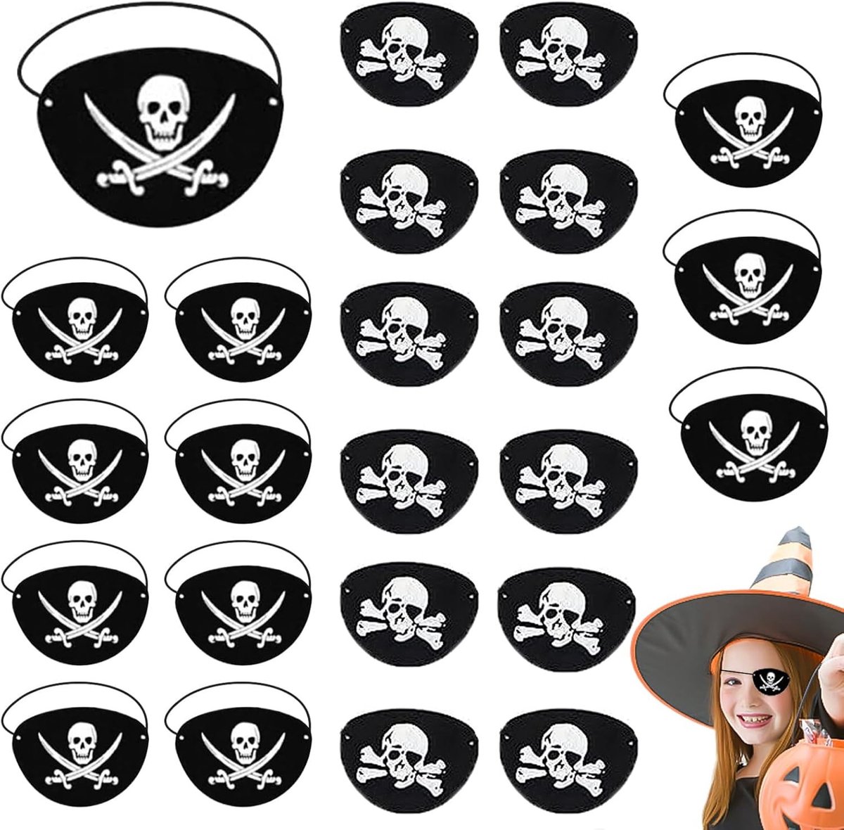 Piraten Oogpatches voor Halloween en Cosplay, Zwarte Oogpatches voor Feestjes en Verkleedpartijen (24 Stuks)
