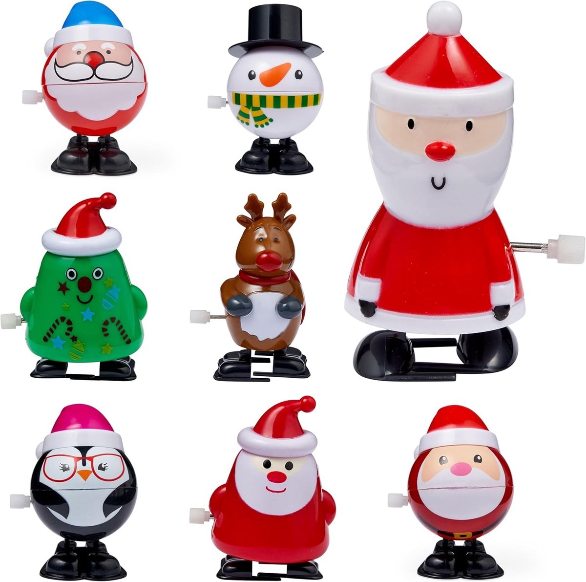 8 Wind-Up Kerstspeelgoed voor Kinderen - Adventskalender, Feestjes, Verjaardagen, Cadeautjes en Snoepjes