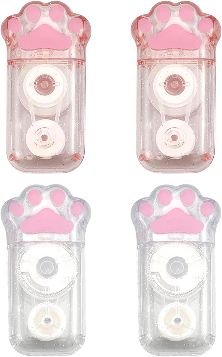 SnelShoppen - 4 Stuks Mini Correctietape, Kattenpoot Correctietape, Compact en Lichtgewicht, Ideaal voor School en Kantoor, 6m Lengte, Schattig Design
