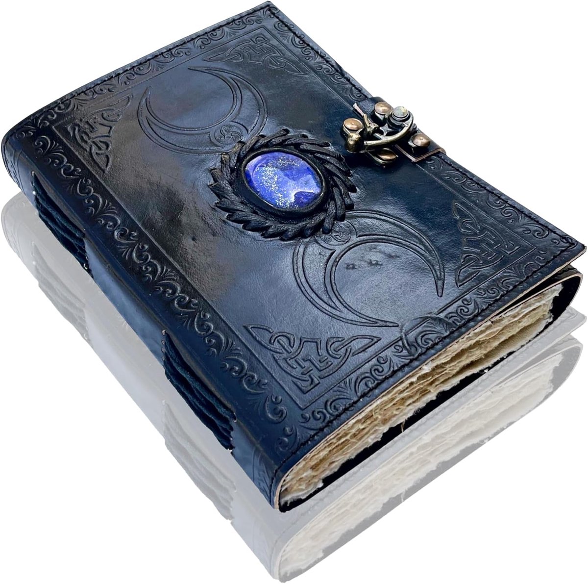 SnelShoppen - Urban Leather Lapis Keltische Grimoire Notitieboek 18x13 cm - Vintage Schrijfnotitieboek voor Mannen en Vrouwen - Te tekenen, Schetsen,