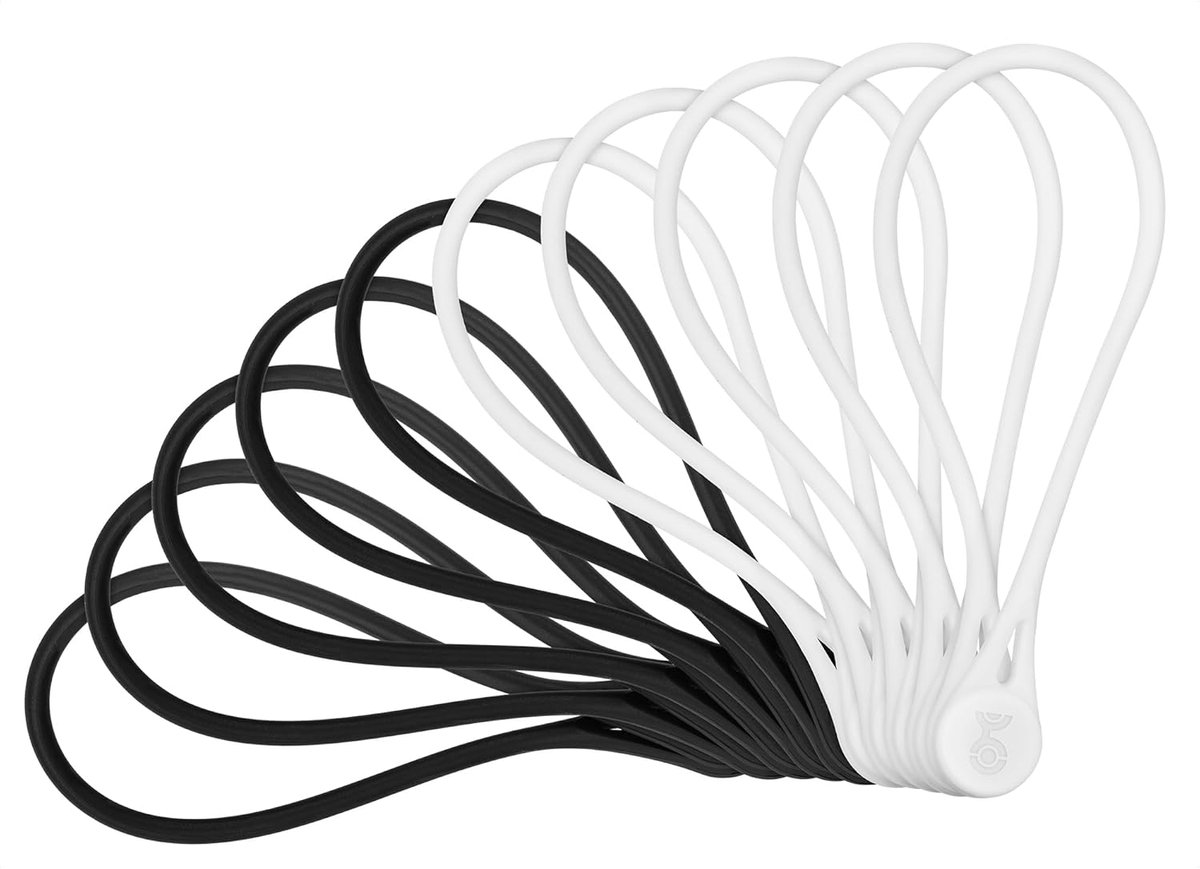 Thijox - 10 Stuks Magnetische Kabelbinders van Siliconen voor Kabelorganizer en Ritssluitingen in Zwart en Wit - Ideaal voor Thuis, Kantoor en onderwe