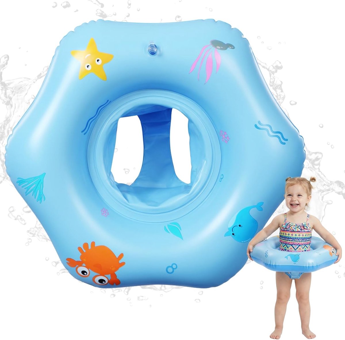 Thijox - Babyzwemring met Veiligheidszitje - Schattige Zwemstoel voor Kinderen 18-36 Maanden - Ideaal voor Zwembad en Strand - Inclusief Reparatieplei