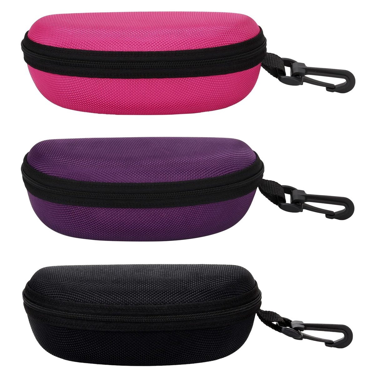 Inovra - 3 Stuks Draagbare Brillen Case - Zwart/Roze/Paarse Hard Shell