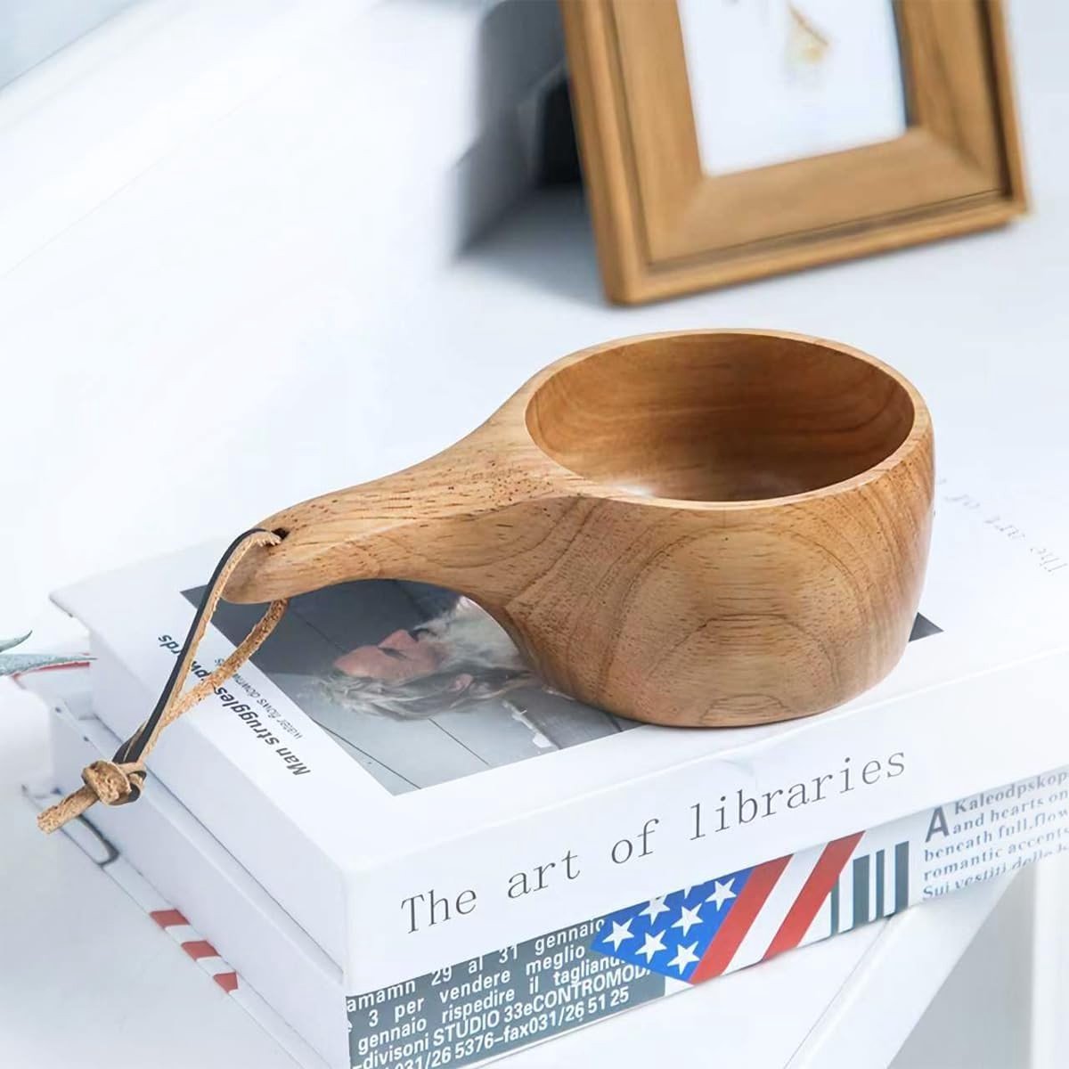 Houten Kuksa Mok voor Koffie, Perfect voor Wandelen, Koken en Buitenactiviteiten, Ideaal als Cadeau