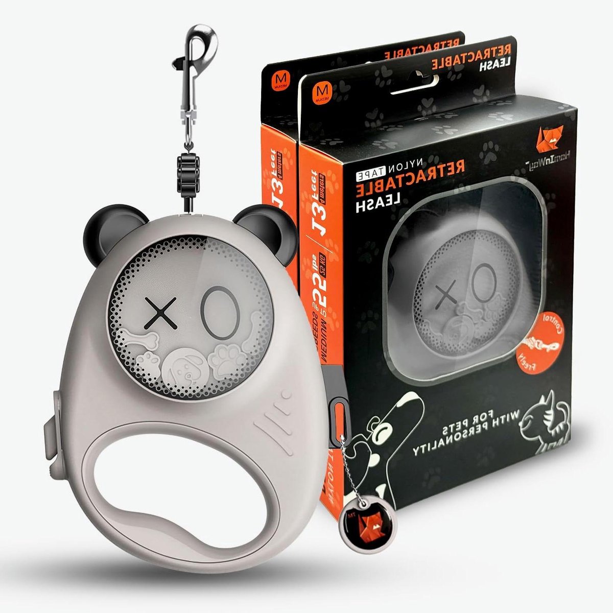 Intrekbare Hondenriem - Rolriem Honden - Veilige Wandelingen - Ergonomisch Handvat - 4 Meter Tape - Wit Zwart
