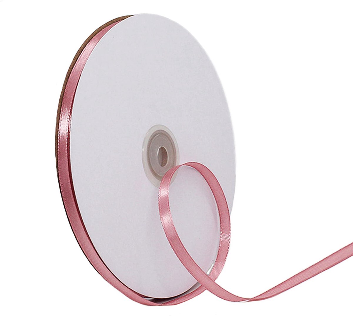 Cadeaulint, bonenroze, 6 mm breed, zijden lint, roze ballonband, dik lint, satijnen decoratief lint, geschenklint, stoffen lint voor Kerstmis, bruiloft, doop, verjaardag, 91 m