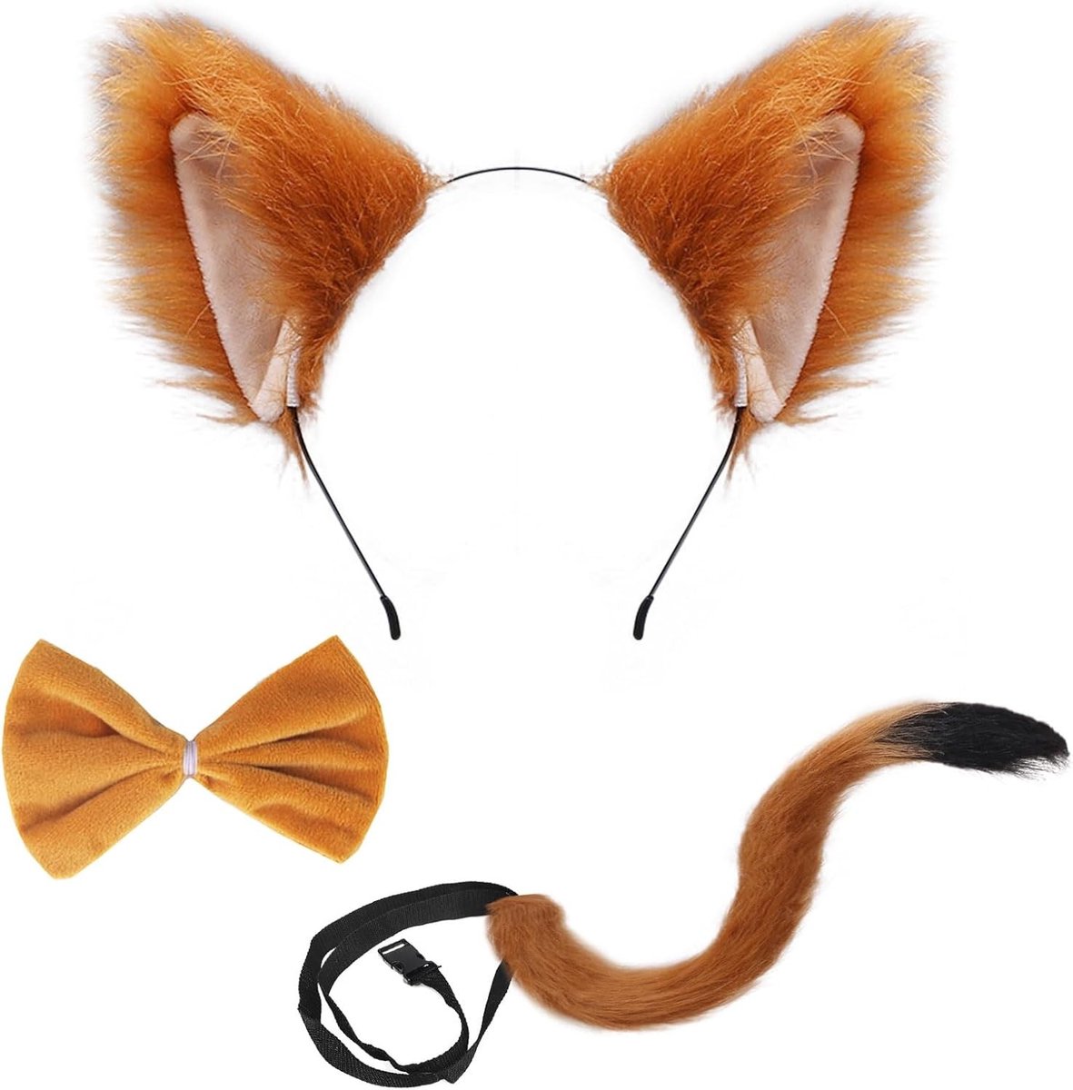 3-delige Vos Kostuum Set met Nepporen, Vosstaart en Vostie voor Volwassenen en Kinderen, Perfect voor Cosplay en Halloween Feesten