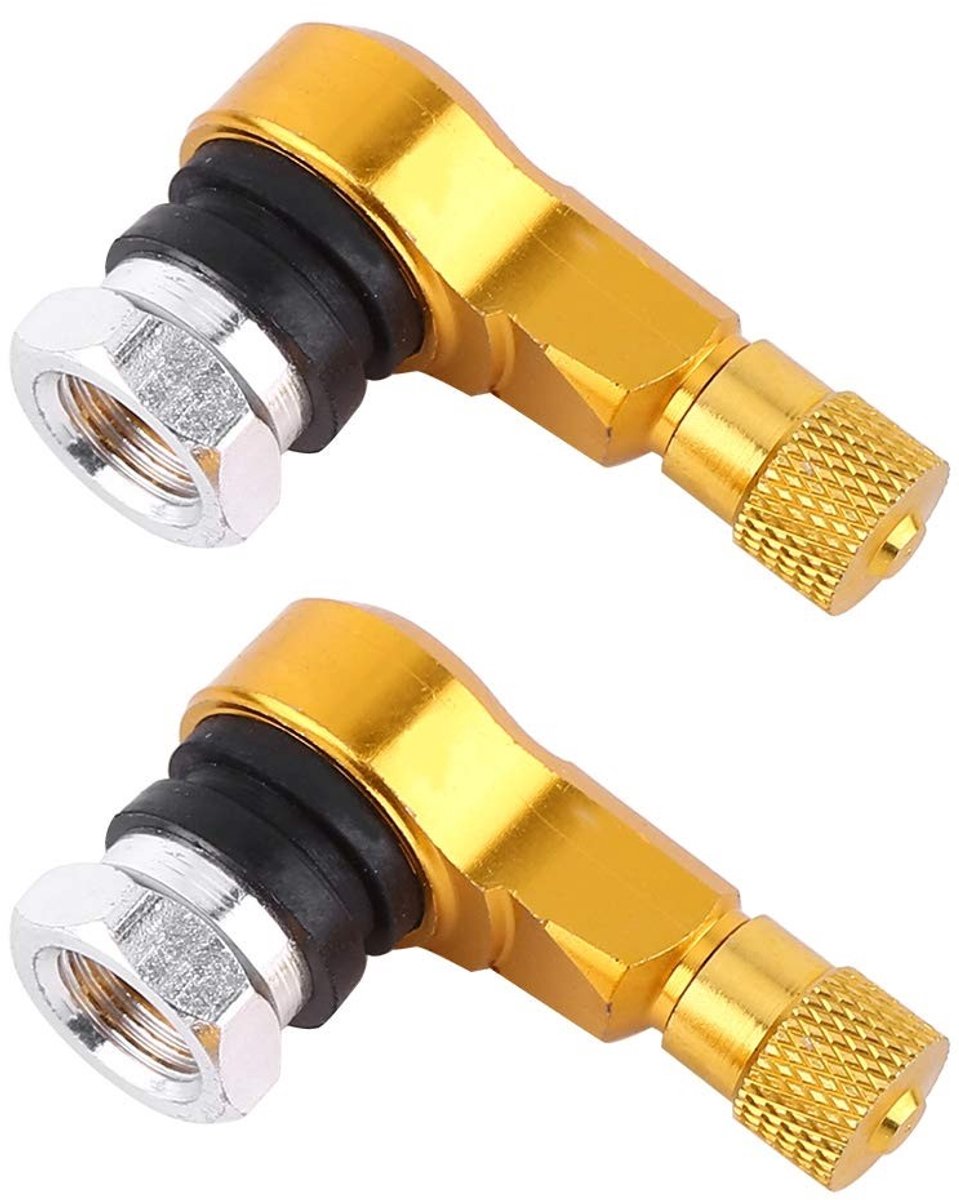 Dailygoods- Motorfiets Ventiel 90 Graden - 2 Stuks - Aluminium Ventielstelen - 11,3 mm - Schroefdraad 7,5 mm - Rubber Afdichting