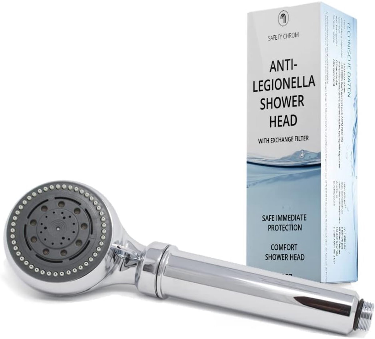 Douchekop anti-legionellose - betrouwbare filter - discreet chrome design - 99,99% reductie van micro-organismen - SnelShoppen