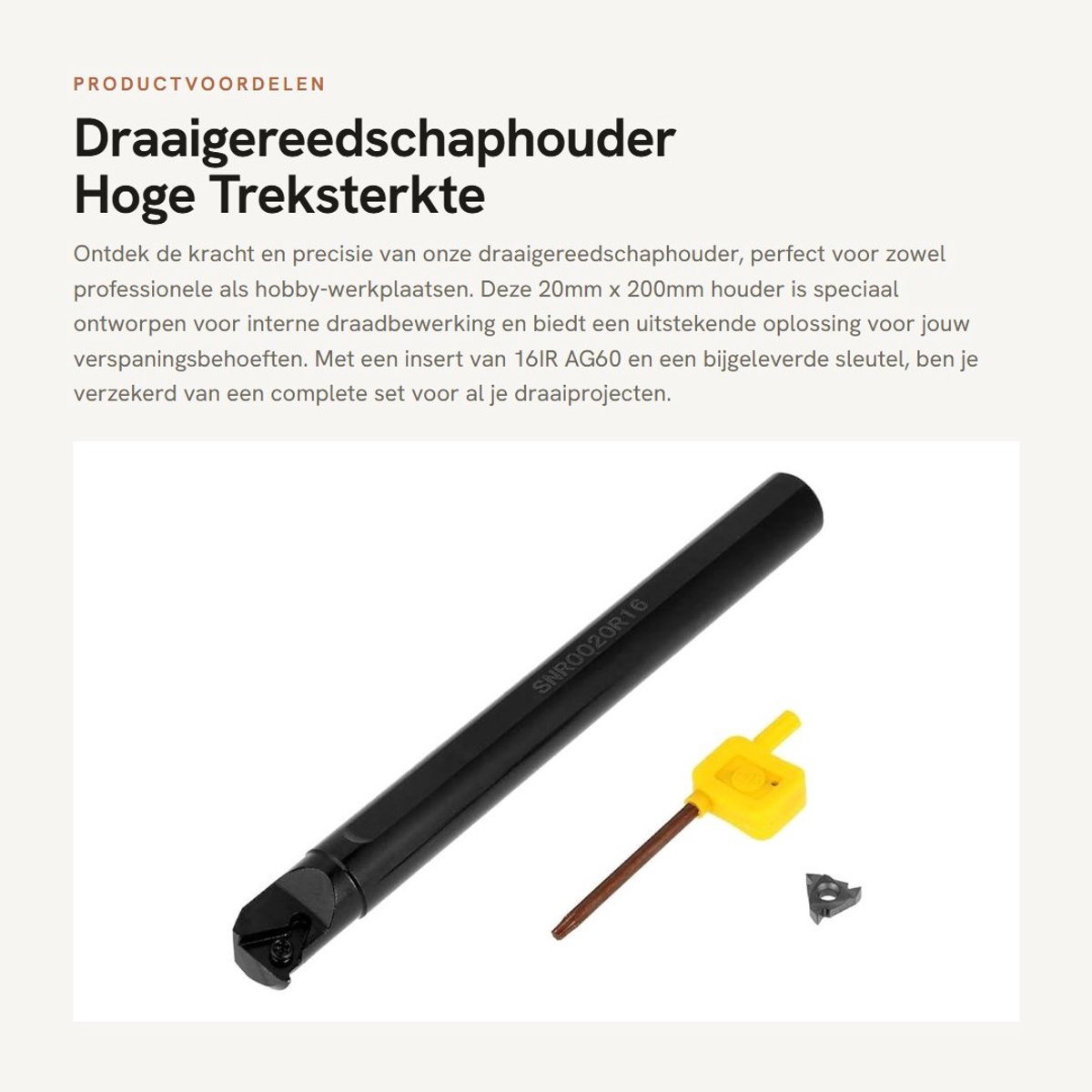Dailygoods- Porte-Outil 20mm × 200mm - Draaigereedschaphouder - Wolfraam Staal - Hoge Treksterkte - Slijtvast Oppervlak - Lange Levensduur - Draaigereedschap