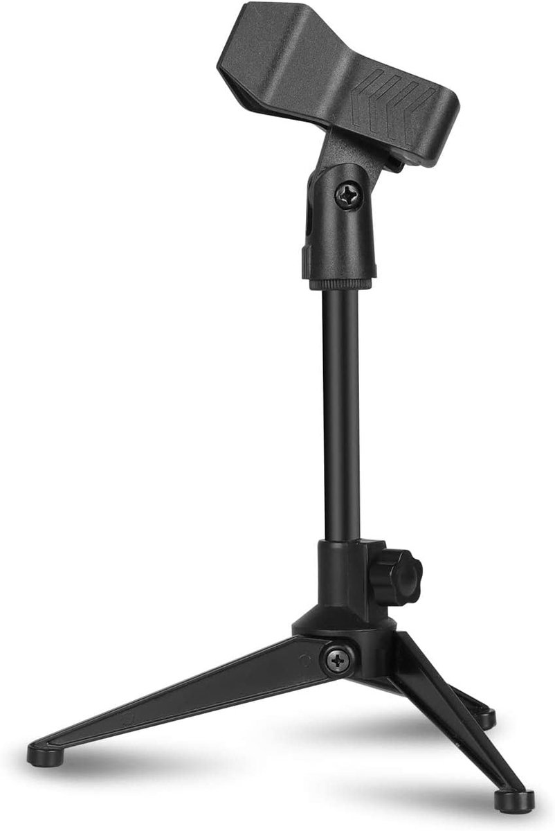 Thijox - Opvouwbare Microfoon Stand - Verstelbare Desktop Microfoon Houder voor Tafelbladen - Zwart Plastic - Ideaal voor Podcast, YouTube, Streaming