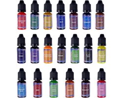 Thijox - Gvolatee Kaars Kleurstof Set - 20 Kleuren Vloeibare Kaarskleur voor Doe-Het-Zelf Kaarsen Maken - Sterk Geconcentreerde Gelwas Kleurstof 10 ml