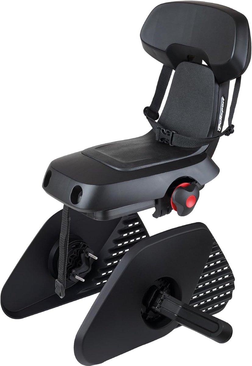 SnelShoppen - Achterzitje Kinderen 6+ - Polisport Guppy Junior AMZ All Black - Geschikt voor Fietsen, Max. 35 Kg, Inklapbare Voetsteunen, Wielbescherm