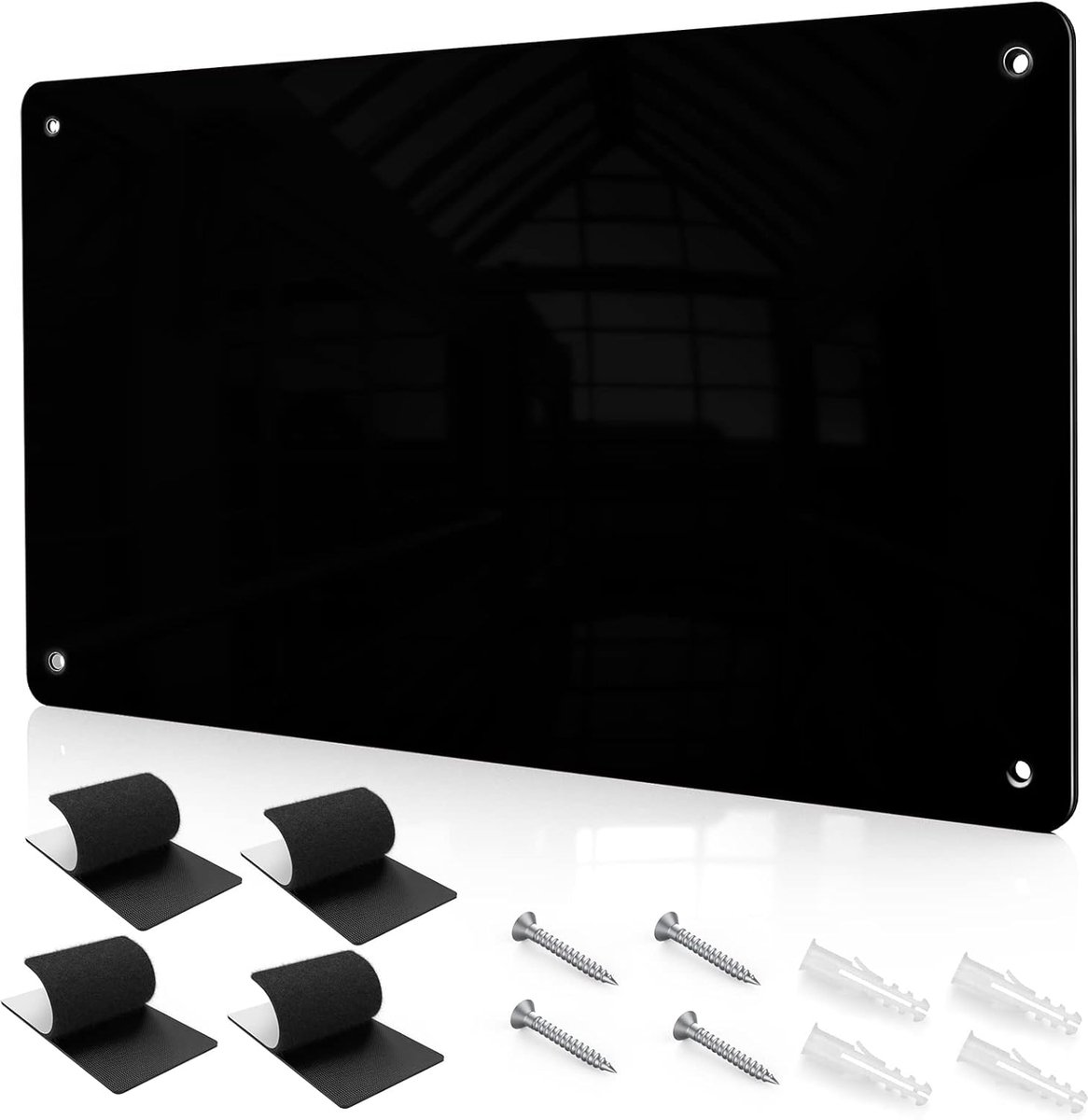 Thijox - 43,5 x 30 cm Zwart Metaal Magneetbord - Magnetisch Prikbord voor Letters, Cijfers, Dieren, Poëzie, Notities, Foto's - Perfect voor Keuken, Ki