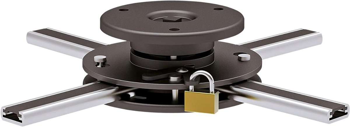 Plafondhouder Beamer - Projector Bevestiging - Home Cinema - Veiligheidsslotsysteem - 6 cm Afstand - Zwart Zilver